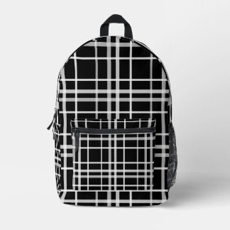 Backpacks white black checkered lines bedrukte rugzak