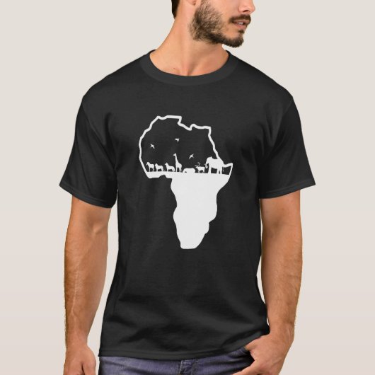 Backprint Africa Continent with African Animals Sa T-shirt (Voorkant)