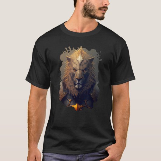 Backprint Armored lion the symbol of strength T-shirt (Voorkant)