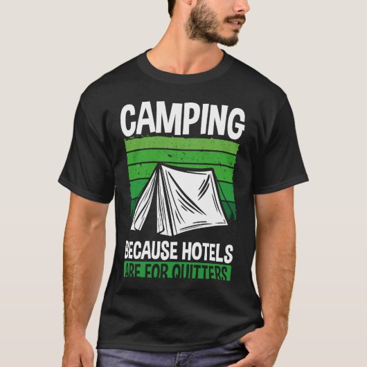 Backprint Camping omdat de Hotels voor Kuitters zi T-shirt (Voorkant)