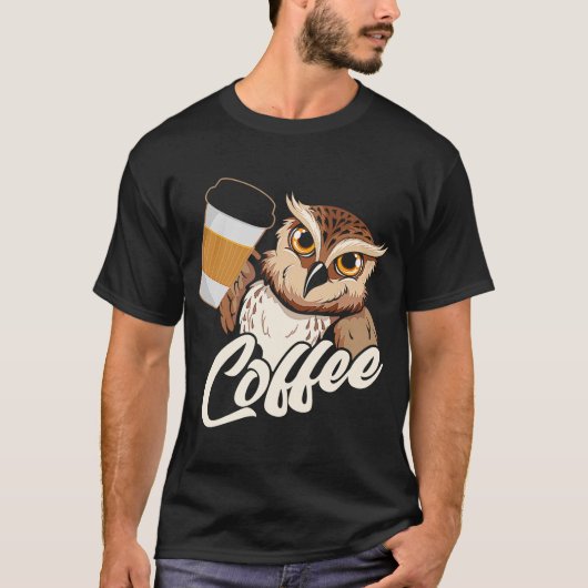 Backprint Coffee Owl T-shirt (Voorkant)