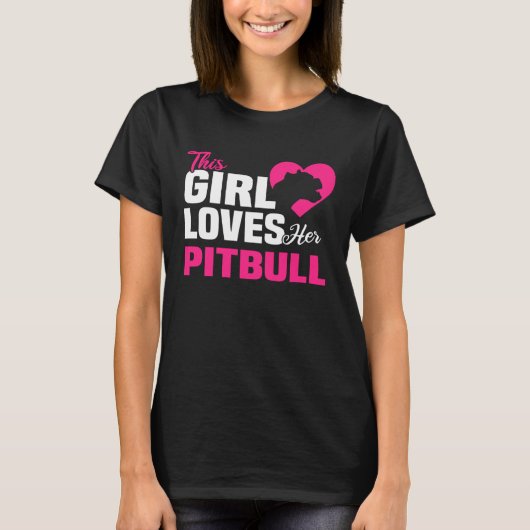 Backprint Dit meisje houdt van haar Pitbull hond e T-shirt (Voorkant)
