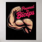Backprint Funny Gym Humor Biceps Gains Powered By  Poster (Voorkant)
