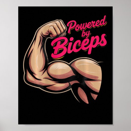Backprint Funny Gym Humor Biceps Gains Powered By  Poster (Voorkant)
