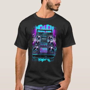 Backprint Futurisme Synthwave Festival DJ Rave Syn T-shirt
