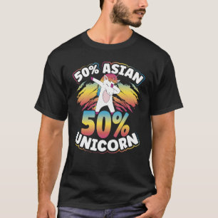Backprint Half Aziatische Half-Unicorn voor Aziati T-shirt
