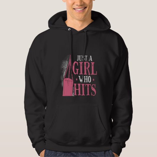 Backprint Just A Girl Who Hits Things Woman Boxing Hoodie (Voorkant)