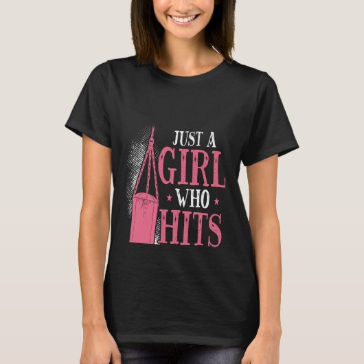 Backprint Just A Girl Who Hits Things Woman Boxing T-shirt (Voorkant)