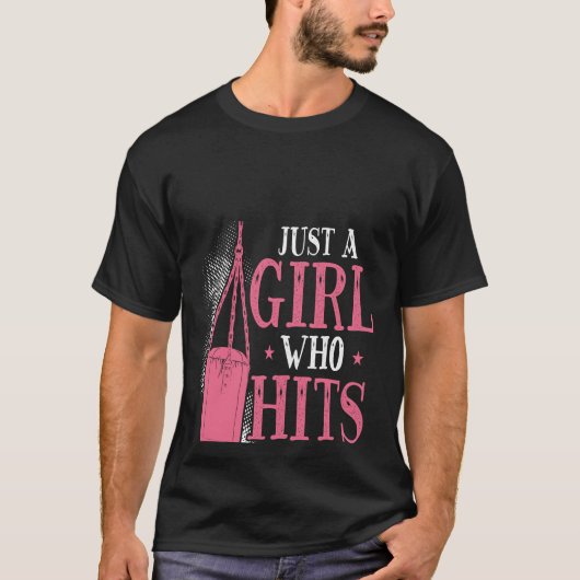 Backprint Just A Girl Who Hits Things Woman Boxing T-shirt (Voorkant)