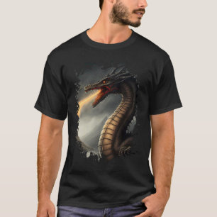 Backprint Loch Ness Monster the Fire Breathing Dra T-shirt