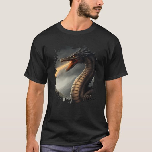 Backprint Loch Ness Monster the Fire Breathing Dra T-shirt (Voorkant)