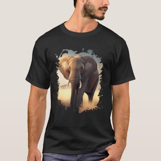 Backprint Lonely elephant in the African savanna T-shirt (Voorkant)
