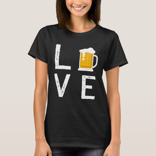 Backprint Love beer beer glass and party T-shirt (Voorkant)