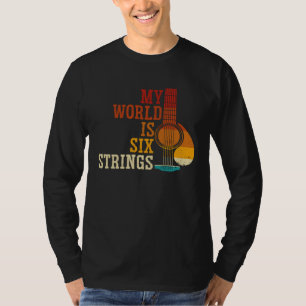 Backprint Mijn Wereld Is Zes Snaarinstrument Gitaa T-shirt