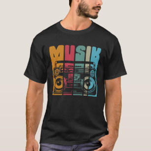 Backprint muziek oude radio en mobiel stereosystee t-shirt