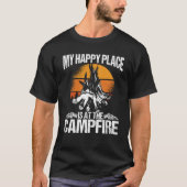 Backprint My Happy Place Is A The Campfire Camping T-shirt (Voorkant)