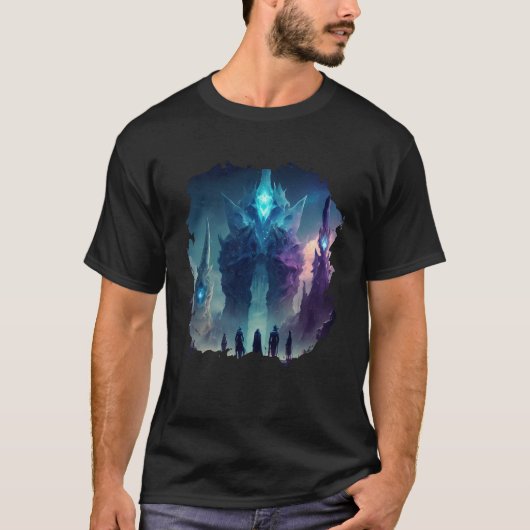 Backprint Mystical alien planet futuristic journey T-shirt (Voorkant)