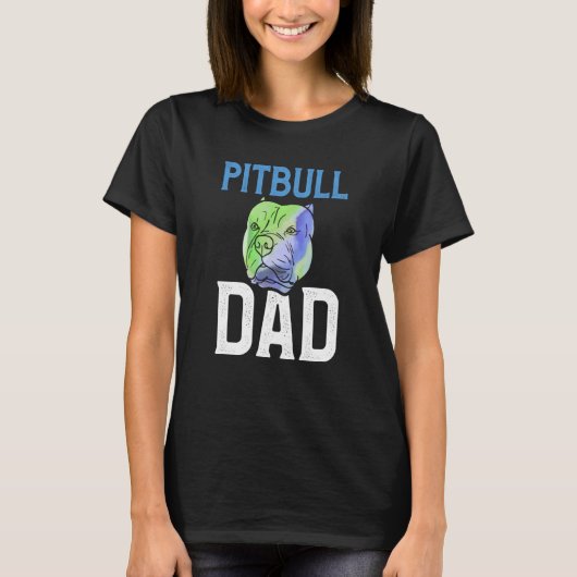Backprint Pitbull Dad cool dog and dog owner T-shirt (Voorkant)