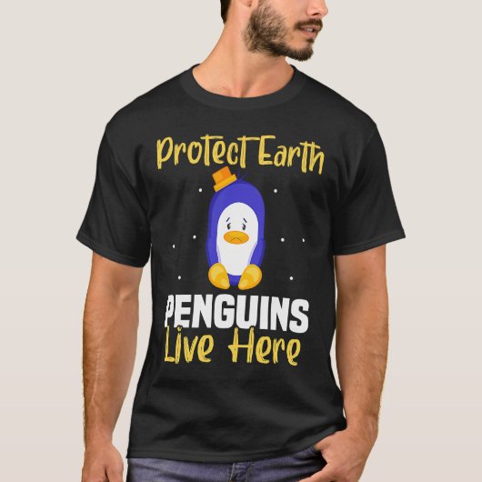 Backprint Protect Earth Penguins live here T-shirt (Voorkant)