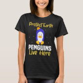 Backprint Protect Earth Penguins live here T-shirt (Voorkant)