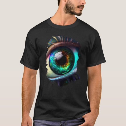 Backprint rainbow eye the beauty in the dark t-shirt (Voorkant)