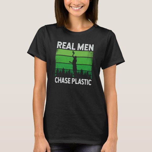 Backprint Real Men Chase Plastic Ultimate Frisbee T-shirt (Voorkant)