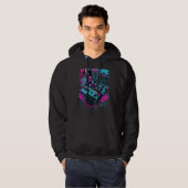 Backprint Retrowave DJ Techno Futuresynth Synthwav Hoodie (Voorkant volledig)