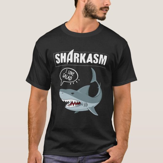 Backprint Sharkasm Sarcasm and Shark Vegetarians T-shirt (Voorkant)