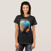 Backprint Space sneeuw wereldbol het symbool van o T-shirt (Voorkant volledig)