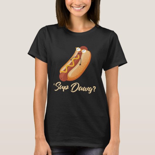 Backprint Sup Dawg Hot Dog T-shirt (Voorkant)