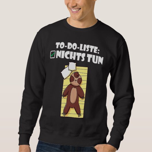 Backprint To Do List Do Nothing  Sloth Trui (Voorkant)