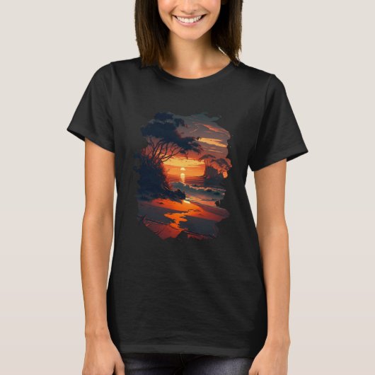 Backprint Tropical dream beach Relaxation on sea o T-shirt (Voorkant)