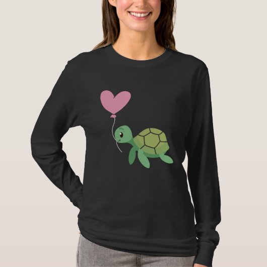 Backprint Valentine s day turtle heart love T-shirt (Voorkant)