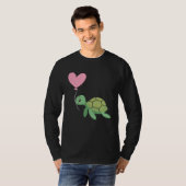 Backprint Valentine s day turtle heart love T-shirt (Voorkant volledig)