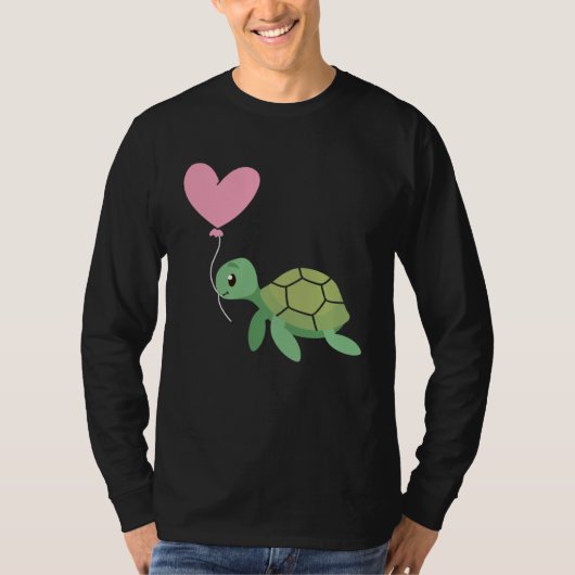 Backprint Valentine s day turtle heart love T-shirt (Voorkant)