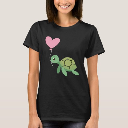 Backprint Valentine s day turtle heart love T-shirt (Voorkant)