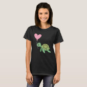Backprint Valentine s day turtle heart love T-shirt (Voorkant volledig)