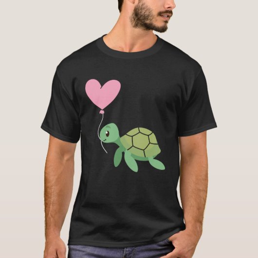 Backprint Valentine s day turtle heart love T-shirt (Voorkant)