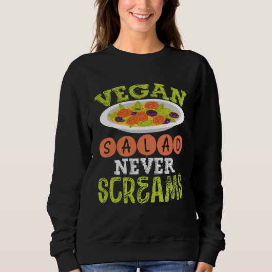 Backprint Vegan Salad Never Screams Veganism Trui (Voorkant)