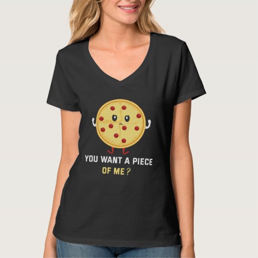 Backprint You want a peace of me Pizza T-shirt (Voorkant)