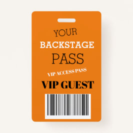 Backstage Music Festival Oranje Access Pass VIP Badge