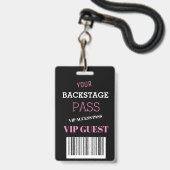 Backstage Music Festival Pink Access Pass VIP Badge (Voorzijde met lanyard)