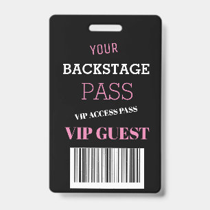 Backstage Music Festival Pink Access Pass VIP Badge