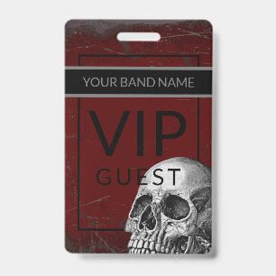 Backstage Pas VIP Meteen Naam Rock Schedel Koordje Badge