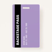 Backstage Pass Event Staff Purple ID Badge (Achterkant)