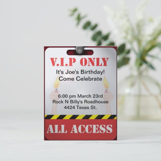 Backstage Pass Party Kaart (Staand voorkant)