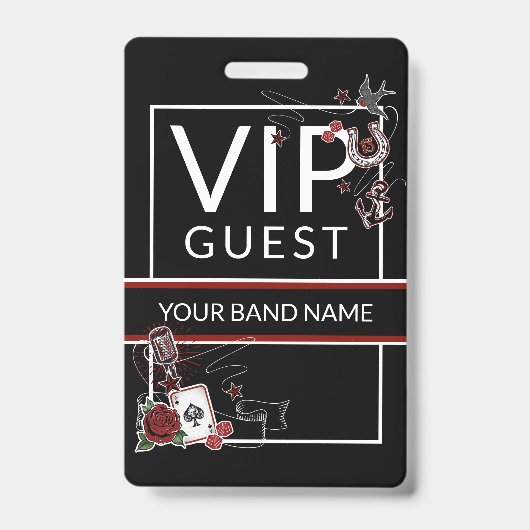Backstage pass VIP Custom Name Rockabilly Lanyard Badge (Voorzijde)