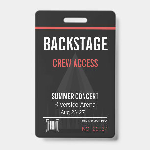Backstage-toegangspas met QR-code Badge