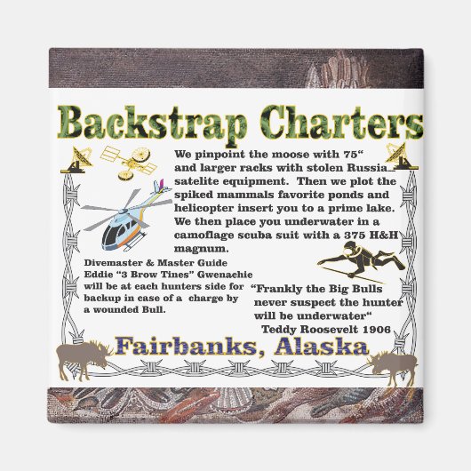 Backstrap Charters Onderwater Eland Jagen Magneet (Voorkant)
