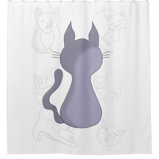 Backward Shy Cat Duvet Cover Douchegordijn (Voorkant)